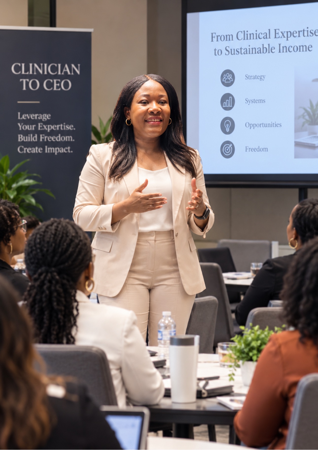 Caroline Oloo speaking to healthcare professionals